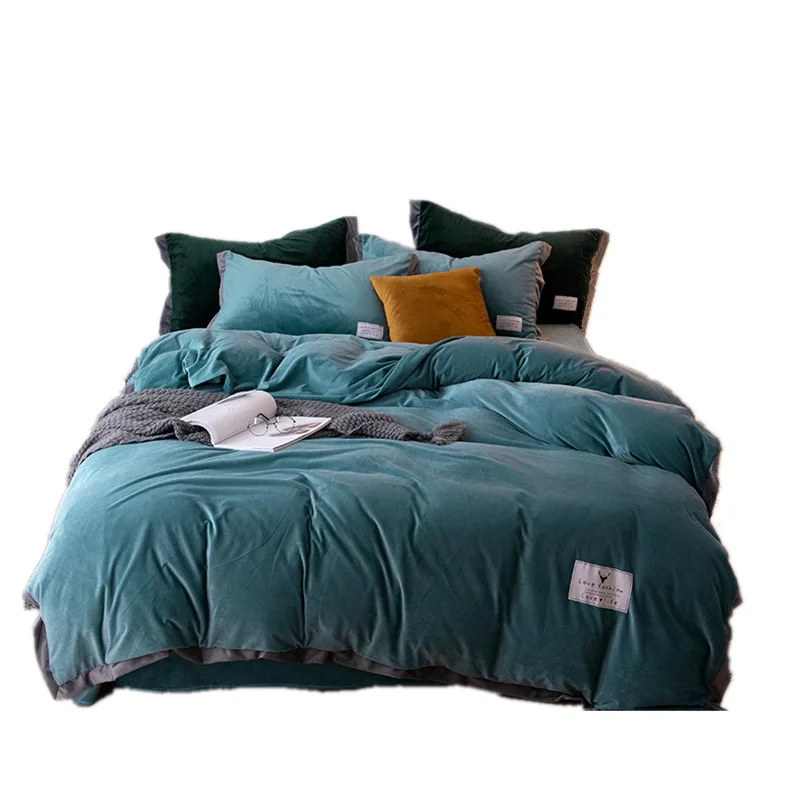 Роскошные комплекты постельного белья из фланели в скандинавском стиле синяя