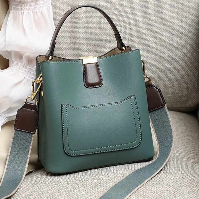 

Bucket bag 2021 new fashion versatile mother soft leather Portable Single Shoulder Messenger Bag Small women's bag