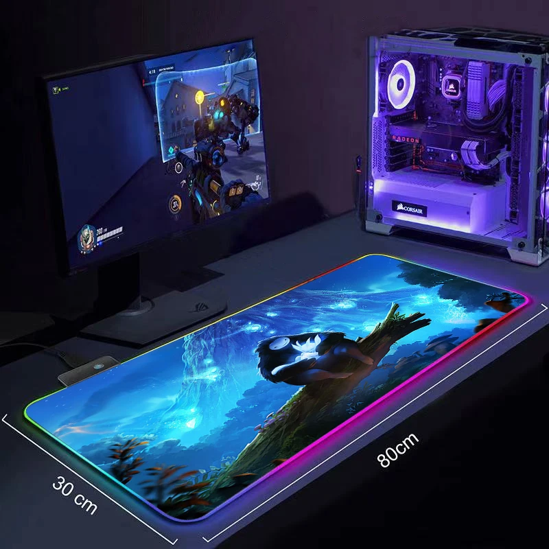 

Desk Mat RGB Large Mouse Pad Ori and the Will of the Wisps Gamer Big Mouse Mat Computer Mousepad LED Backlight Gaming Mause Pad