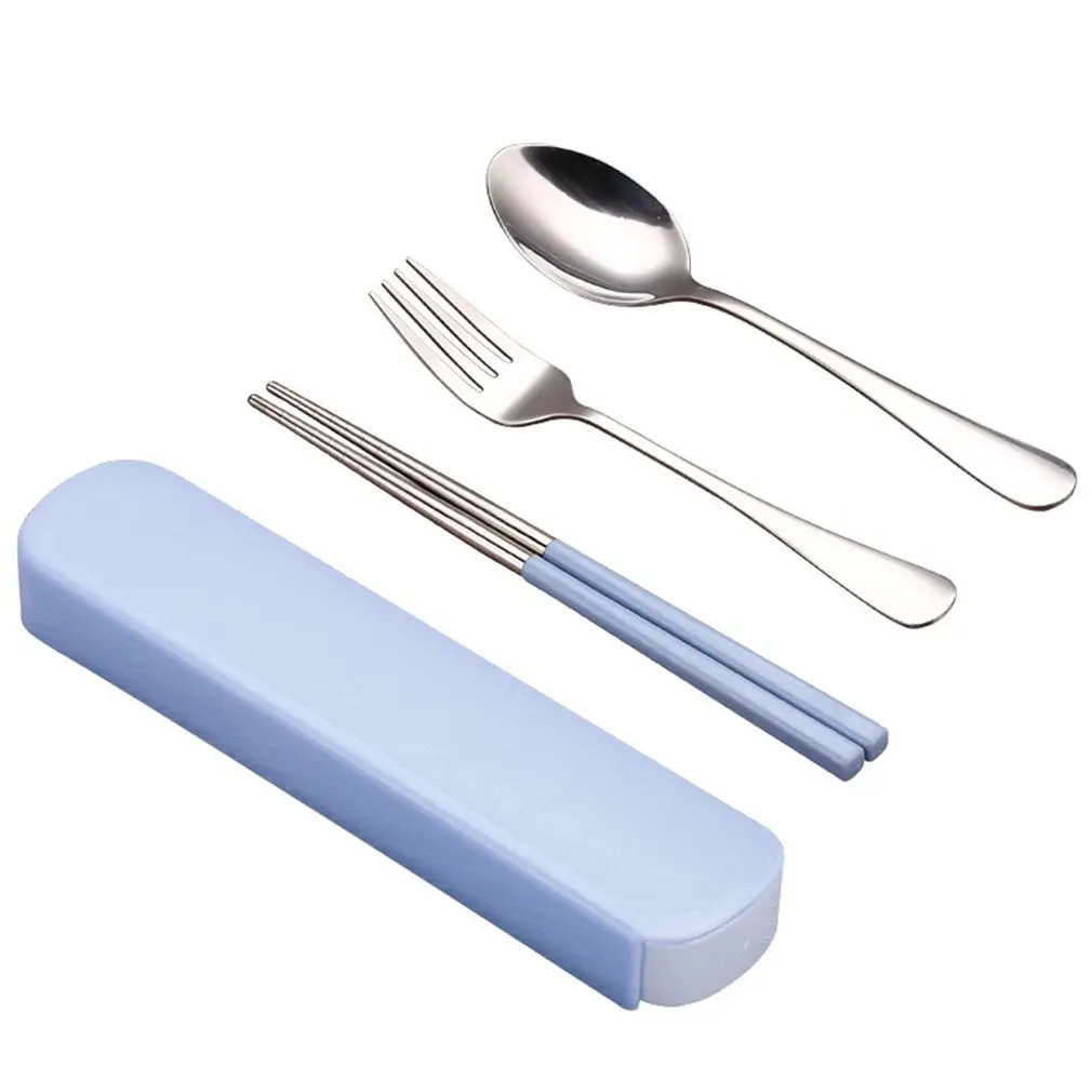 3 шт. портативный набор посуды из нержавеющей стали дорожная посуда с коробкой