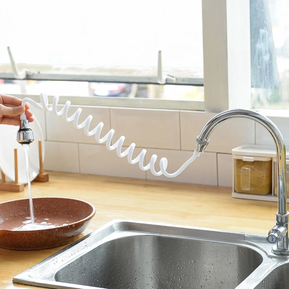 

Home Kitchen Long Hose Portable Pullable Foaming Extension Extender(White)