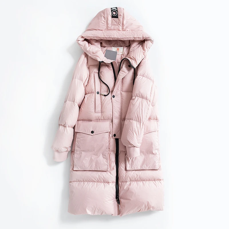 Женский зимний пуховик пальто на 90% белом утином пуху новая женская зимняя куртка