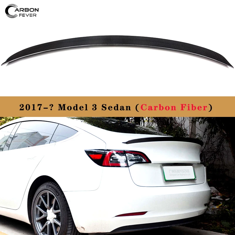 

Rear Trunk Spoiler Deck Boot Tail Wings Auto Decor Carbon Fiber Material For Tesla 2017 Model 3 Sedan Rear Spoiler Wings