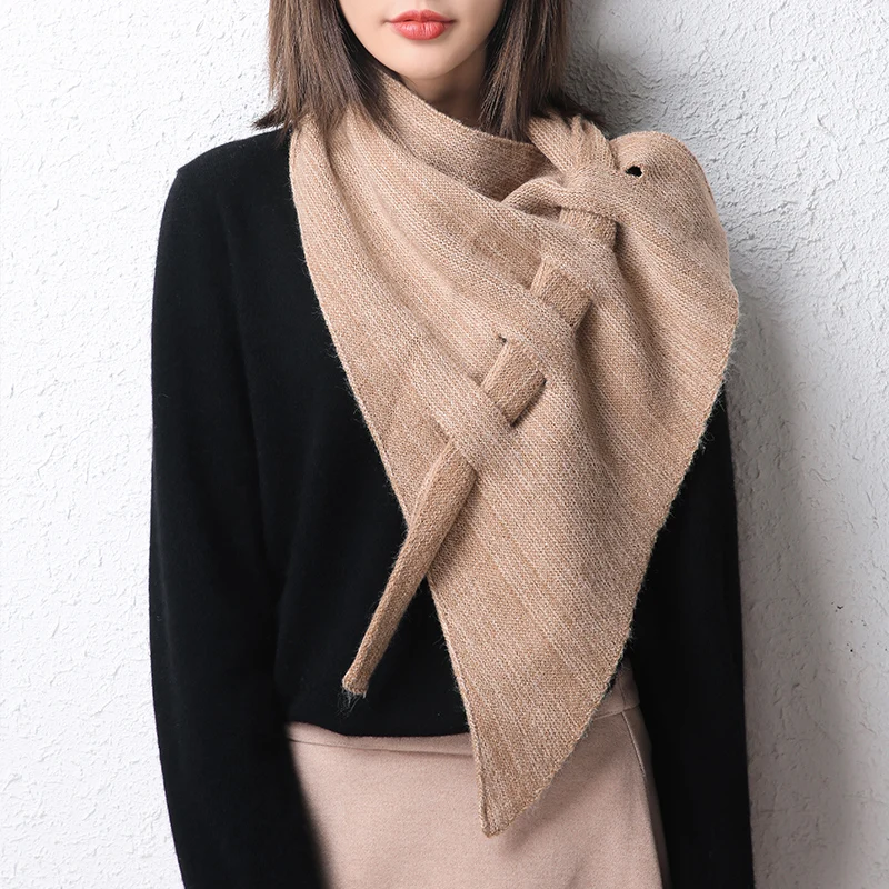 

MERRILAMB Winter Cashmere Scarf Women Knitted Solid Color Triangular Scarves Female Keep Warm Fashion Bib Shawl