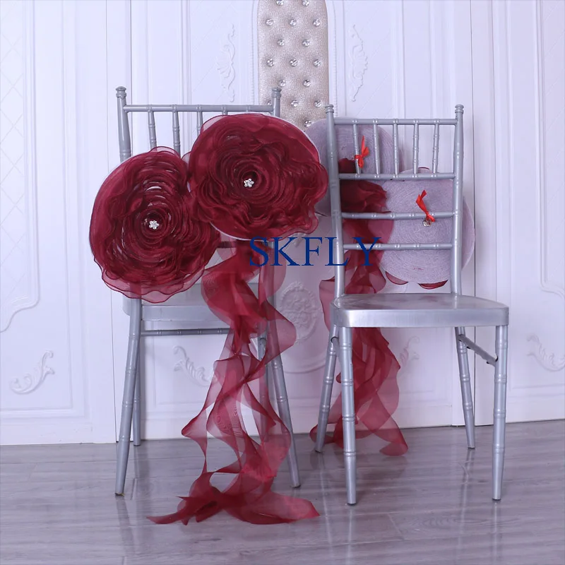 SH091A хорошее свадебное украшение хорошая Рождественская органза цвета Бургунди