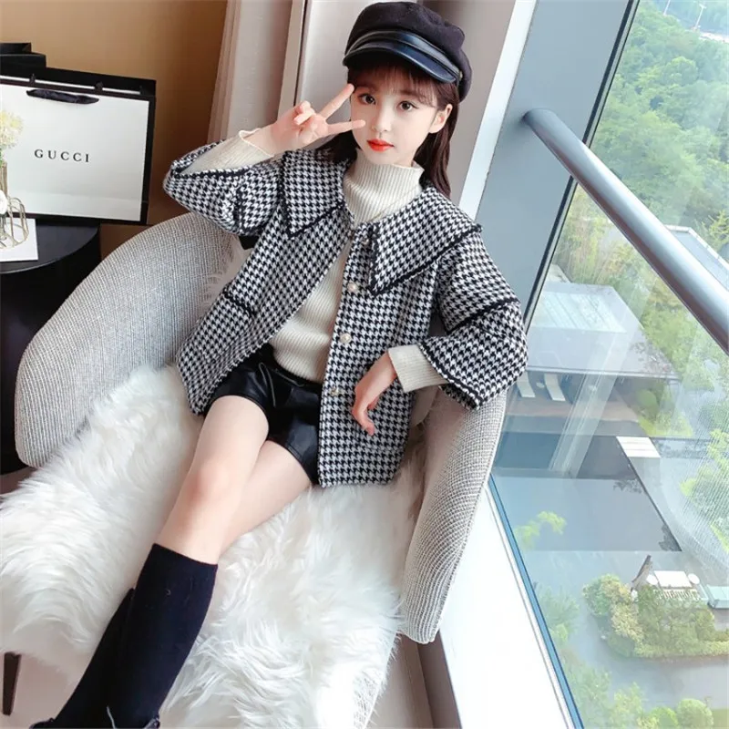 

Woolen Girls Baby's Kids Coat Jacket 2021 Beauty Warm Thicken Winter Autumn Cotton Pocket Buttons Outerwear Children's Clothing