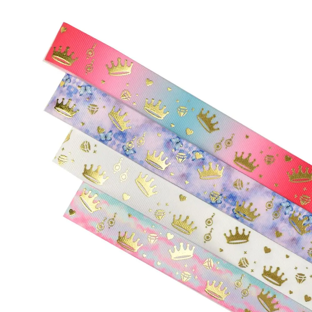 

HSDRibbon 22mm 7/8inch HSD-Genuine crown Pattern Foil Printed on Grosgrain Ribbon 50Yards/Roll