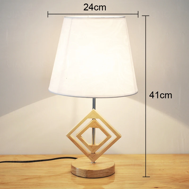 Креативная деревянная Базовая тканевая Настольная лампа для спальни настольная