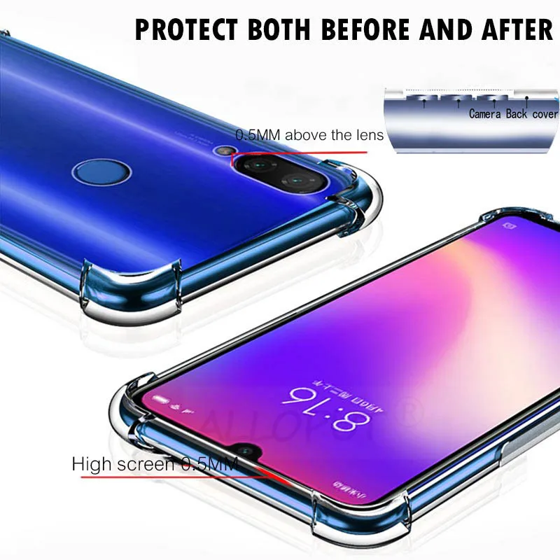 Роскошный противоударный Прозрачный чехол для Xiaomi Redmi 8 8A 7A 5 Plus 4A Go Black Shark 2 Helo Mi Note 3