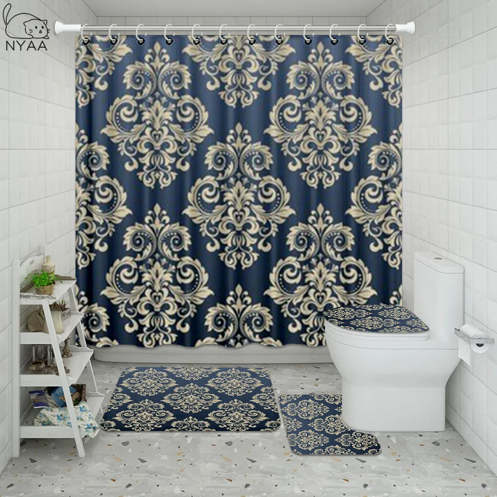 NYAA ткань набор занавесок для душа в полоску стиле барокко Серебряный Античный