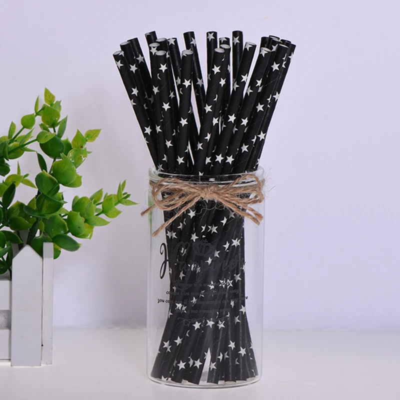 Черная Золотая бумажная соломинка для питья торта Свеча детского душа свадьбы