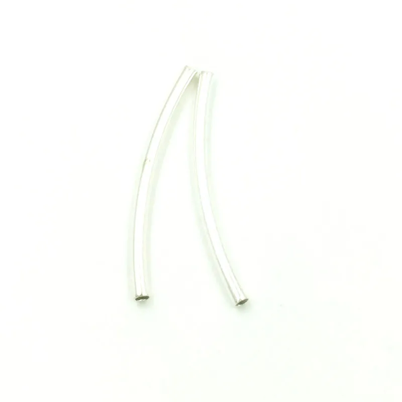500Pcs Silver Plated Curved Smooth Tube Metal Spacers Beads Jewelry Making 2x20mm | Украшения и аксессуары