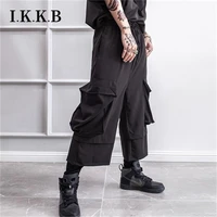 dark functional ninja overalls hip hop fake 2 piece stretch fit harem casual pants hipster