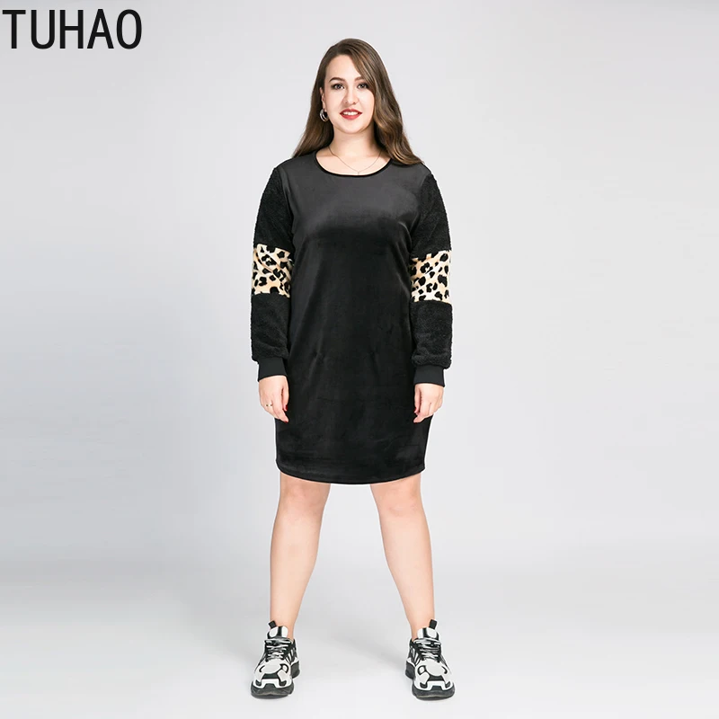 Женское бархатное платье с леопардовым принтом длинным рукавом|Женские платья| |