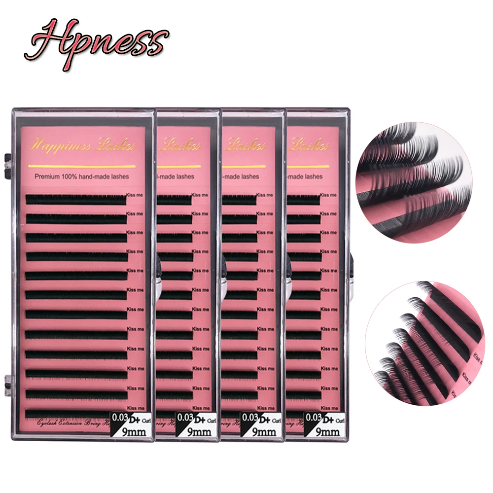 4Tray/Lots Silk Soft Individual Lashes Classic  Natural Long Black Matte Faux False Eyelash 3D Eyelash Extension Free Shipping