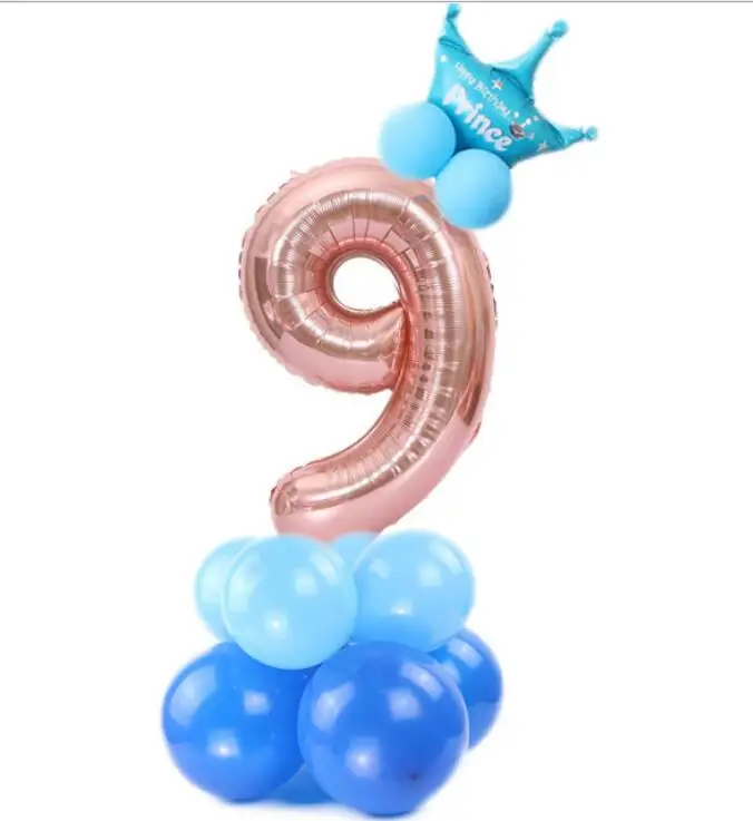 Rose gold blue 9 1 комплект 32 дюймов розовое золото номер воздушный шарик из фольги в форме цифры баллоны с гелием День рождения Свадьба Декор воздушные шары для праздника вечерние поставки - Цвет: Rose gold blue 9