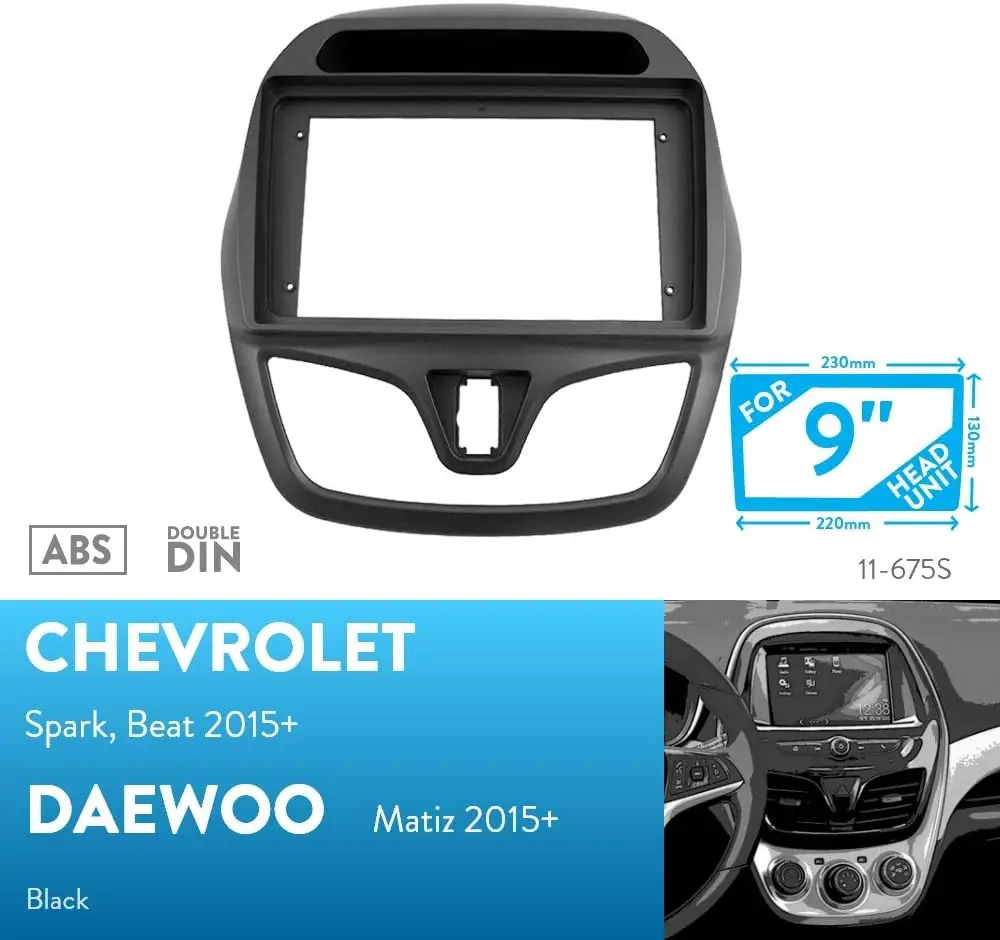 9-дюймовая Автомобильная панель Fascia Для CHEVROLET Spark Beat / DAEWOO Matiz 2015 + Facia Dash Kit адаптер