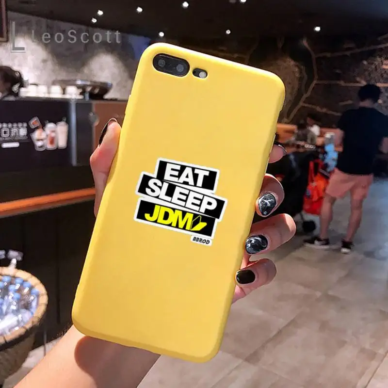 

jdm Phone Case Yellow Candy Color for iPhone 6 7 8 11 12 s mini pro X XS XR MAX Plus