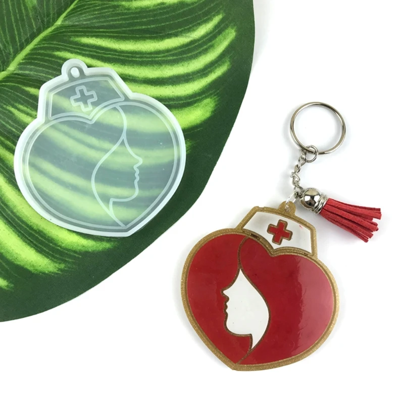 

Clear Shiny Heart-shaped Nurse Keychain Silicone Mold for Valentine Gift Craft