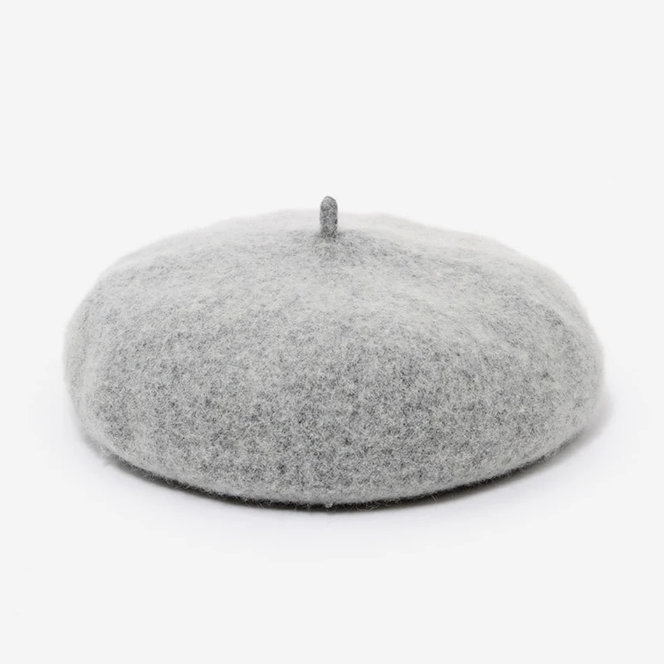 gray beret BUTTERMERE, шерстяной берет, женские зимние шапки, оранжевые однотонные плоские шапки для женщин, теплая шапка французского художника, женская элегантная шапка для художников - Цвет: gray beret