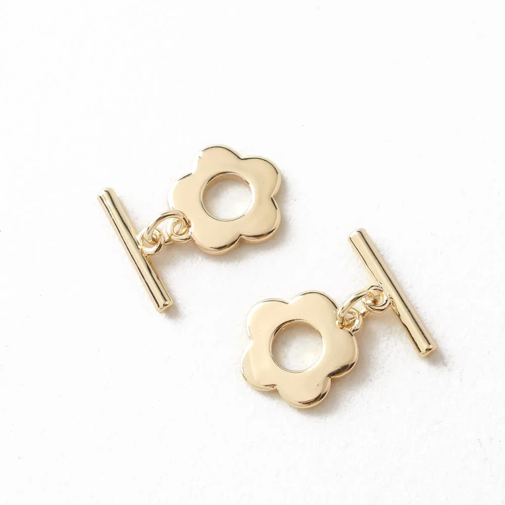 

4PCS Flower Shape Ot Button 18K Gold Plated Bracelet Necklace DIY Jewelry Handmade Material Accessories