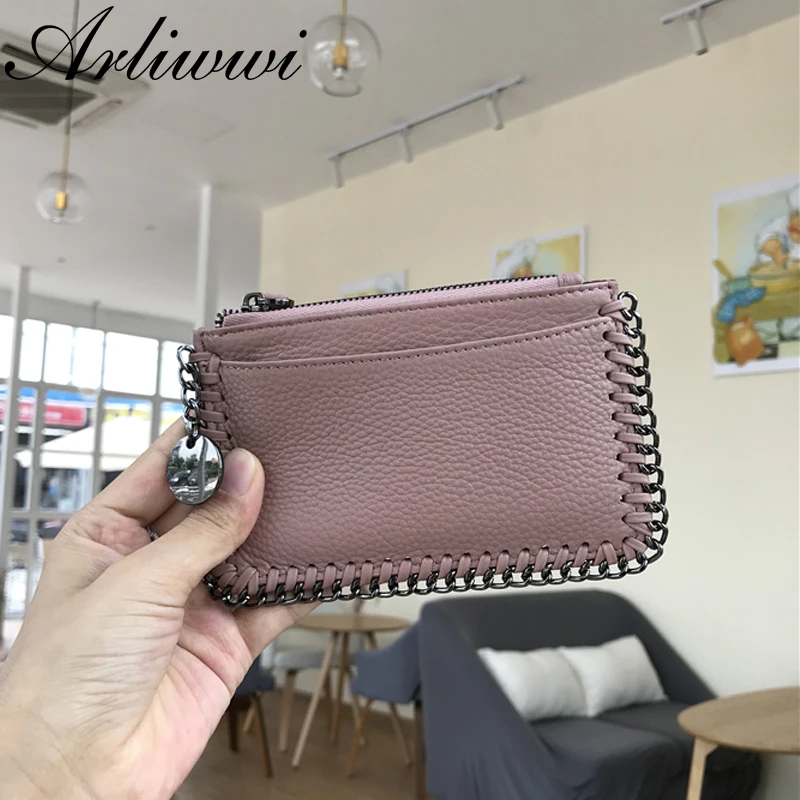 Arliwwi новые женские кошельки из натуральной кожи простые цепи мини личность малым