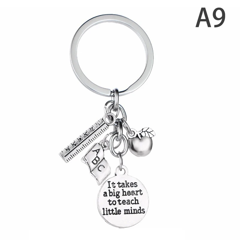

Teacher Keychains Ruler Apple Keyring Key Ring Jewelry For Teachers Day Gift