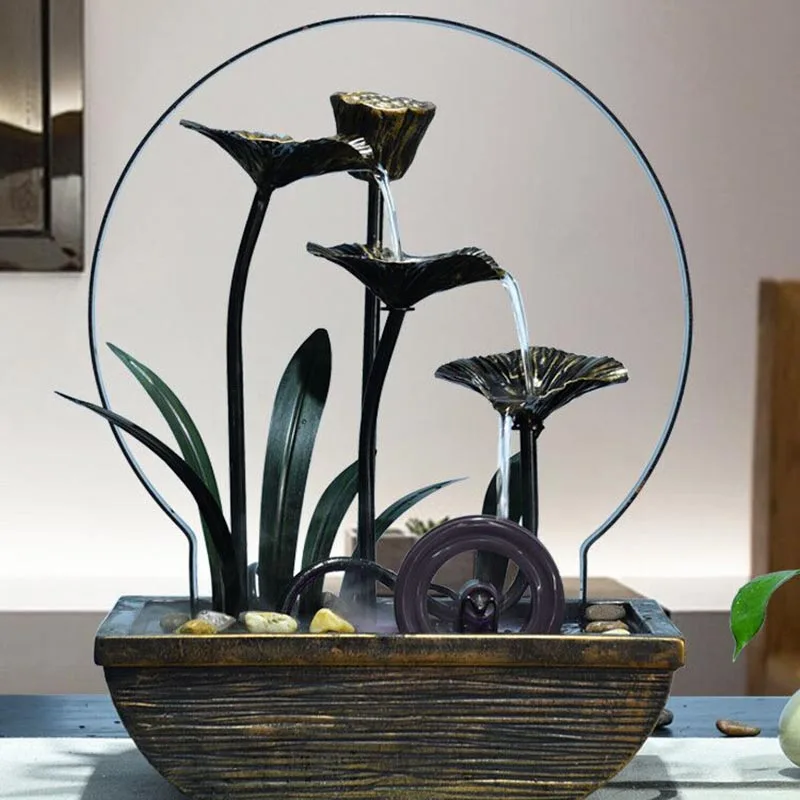 110В/220В винтажный Железный художественный смоляный фонтан Lucky Feng Shui украшение для