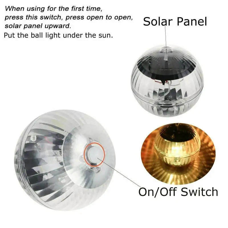 

Solar Powered Outdoor Floating Underwater Ball Lamp Color Changing Swimming Pool Party Night Light Yard Garden Pond Lamp