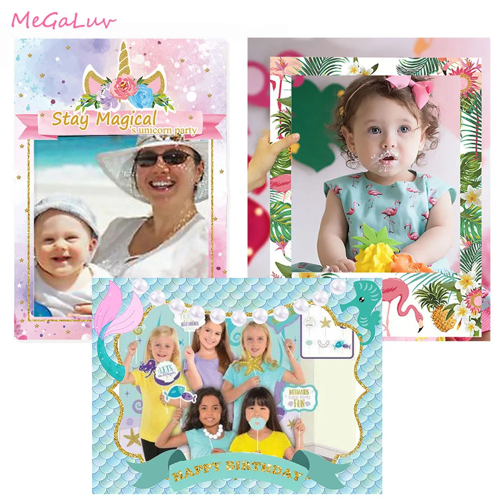 Реквизит для фотосъемки с изображением единорога русалки фламинго рамки товары