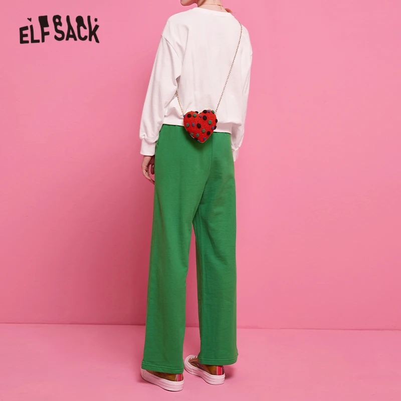 ELFSACK фиолетовый повседневный комплект из двух предметов топ с рисунком и штаны