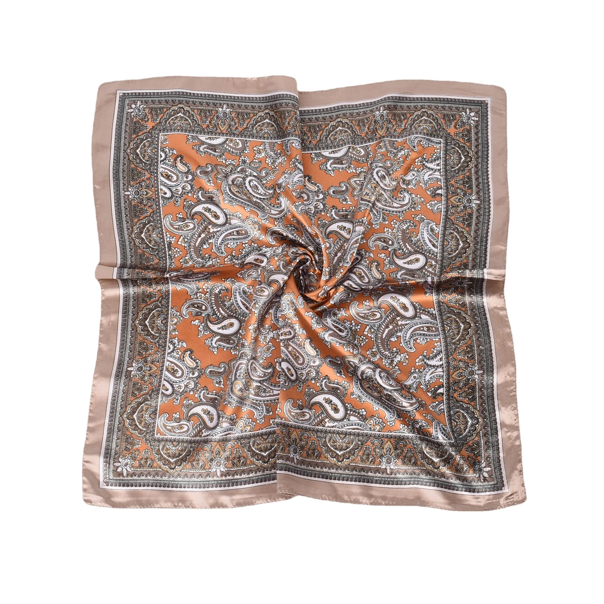 

Silk Scarf Satin Square Women Fashion Print Small Neck Scarfs Office Hairband Foulard Hand Kerchief Female Bandana Shawl 60cm