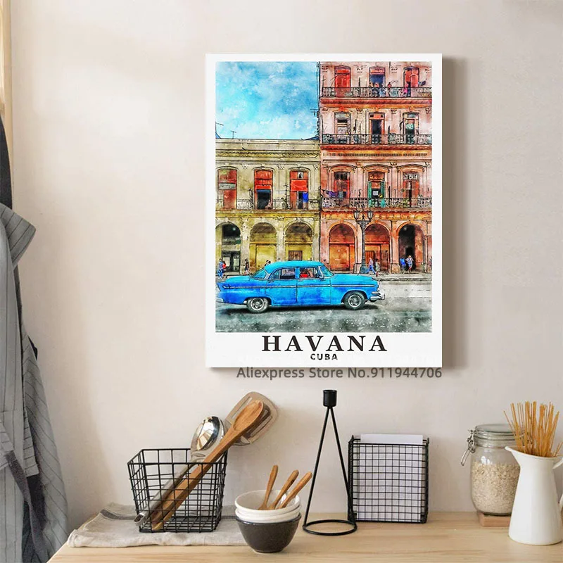 Путешествия эстетика Гавана Куба путешествия художественный постер картина