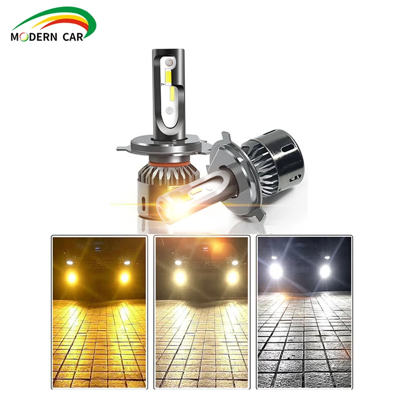 2PCS White and yellow two color bright 6000K H4 H1 H3 H7 H11 H13 Canbus 9005 9012 Car Headlight Bulbs 55W 12000LM 12V Led Light |