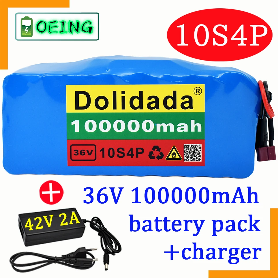 

2021 оригинальный аккумулятор 36В 10S4P 100Ah батарейный блок 1000W высокая мощность батареи 42В 100000 мА/ч, электрический велосипед Ebike БМС + 42V2A Зарядное...