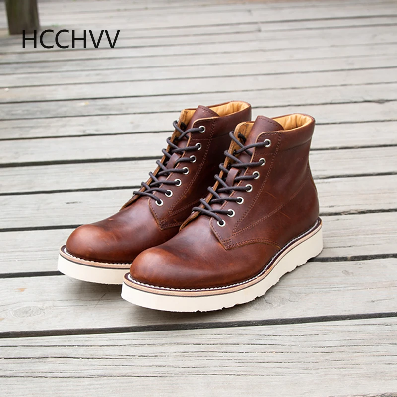 Мужские мотоциклетные ботинки красные кожаные повседневные брендовые ручной