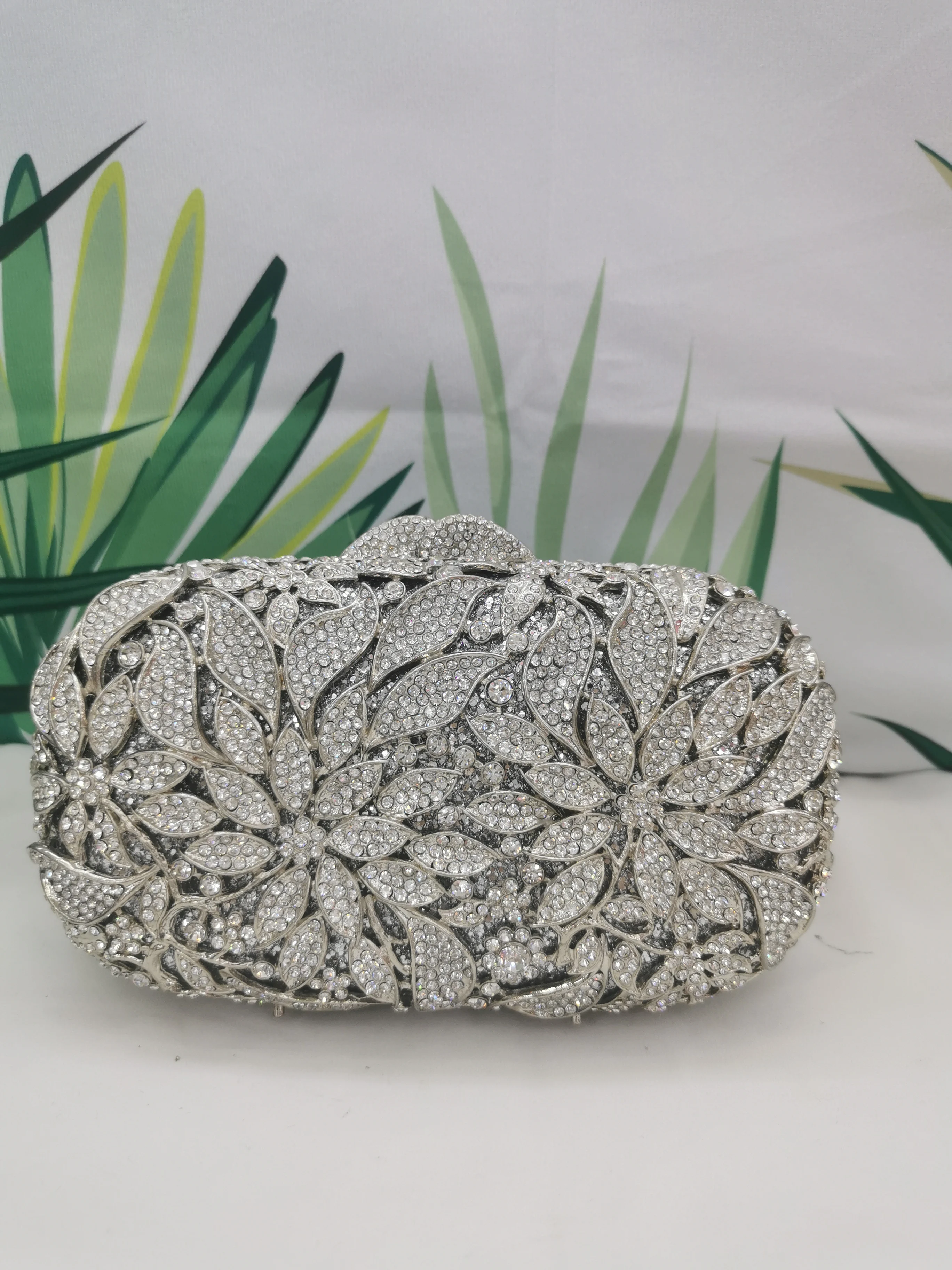

Colorful Gold Silver Crystal Metal Clutch Bags Bridal Wedding Woman Party Diamond Tote Handbag Floral Multicolor Clutches Purses