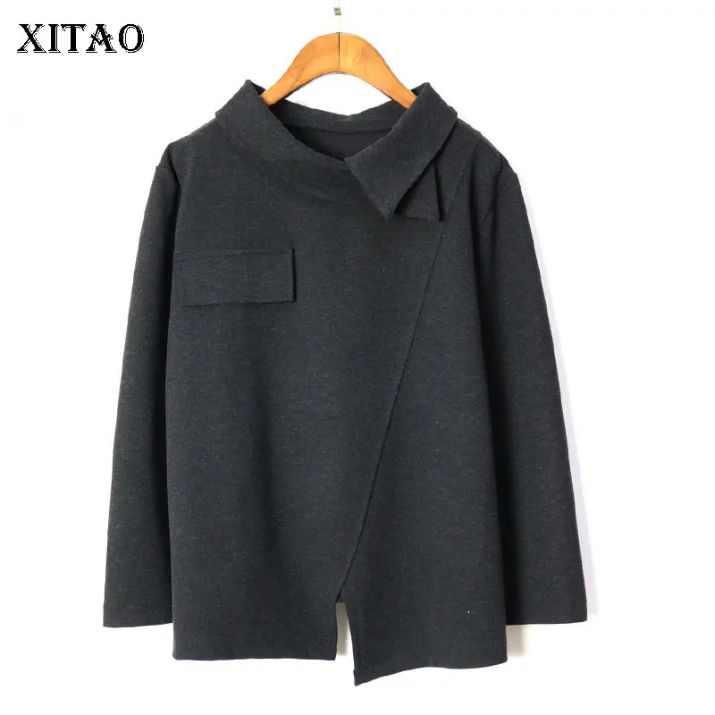 XITAO Tide персональный черный свитер женская одежда 2019 модный необычный лоскутный
