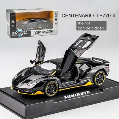 Bright bk WIth Box Горячая LP770 1:32 RC автомобиль сплав спортивная модель автомобиля звук светильник супер гоночный автомобиль задний откидной обода сплавочных колес игрушки для детей - Цвет: Bright bk WIth Box
