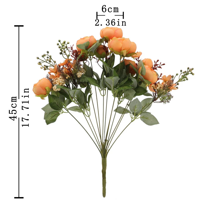 10 голов шелковые Чайные розы 45 см искусственные цветы букет невесты для свадьбы