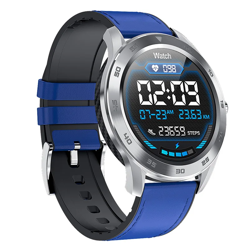 Blue-Leather strap CHKEPZ Ip68 Водонепроницаемые спортивные Смарт-часы для мужчин и женщин с измерением крови, трекер сердечного ритма, фитнес, bluetooth, часы с ECG для android, huawei, Xiaomi, ios, телефон, многофункциональные умные часы для поддержания здорового образа жизни - Цвет: Blue-Leather strap