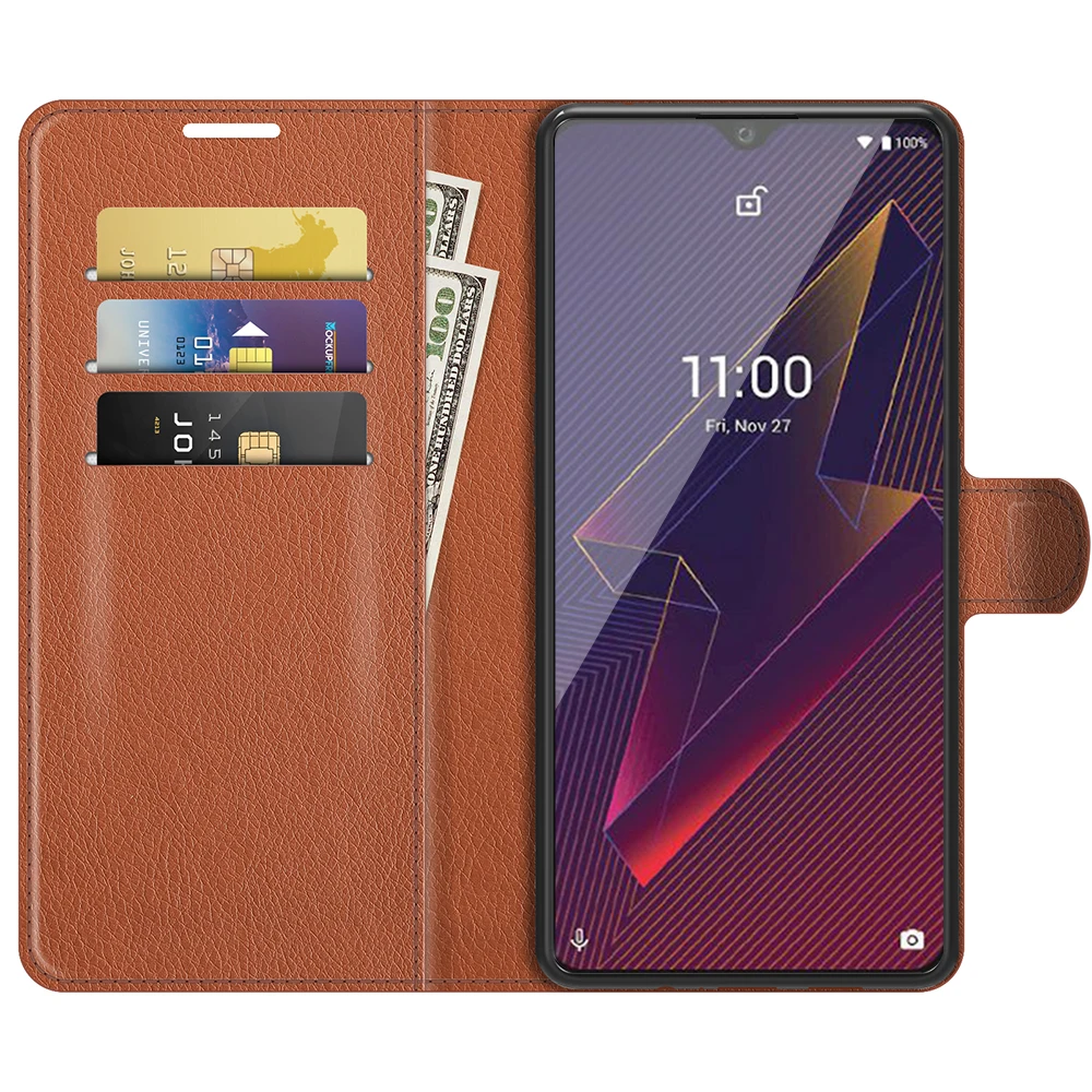 Чехол Power U20 для Wiko (6.82in) кожаный чехол-книжка черного цвета с отделением карт и
