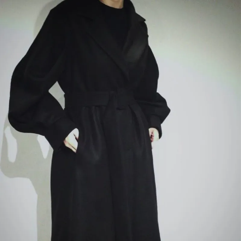 

Alien Kitty 2021 Winter New Women Trench Coat Long Jacket Loose Straight Solid Sashes All Match Noble Gentle Female Office Lady