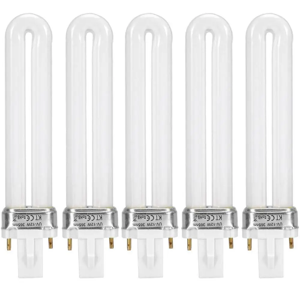 TMISHION 5PCS/10PCS 12W UV LED Lamp Bulb Nail Gel Curing Dryer Light Tube Manicure Tool U-Shape UV Lamp Nail Polish Gel Art Tool