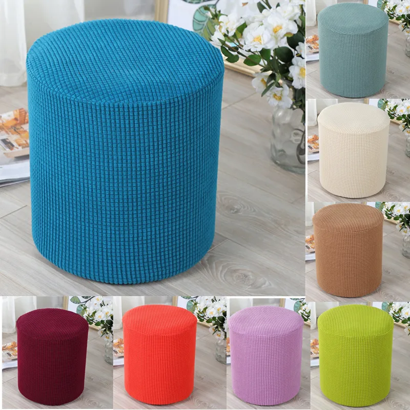 

New Elastic Round Ottoman Chair Covers Footstool Footrest Removable Seat Stretch Slipcover for Living Room Furniture Protector