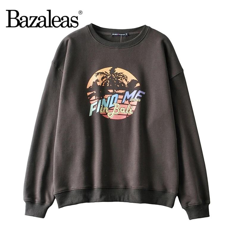 

2021, Свитшот оверсайз, Свободный пуловер, повседневный свитшот с круглым вырезом, винтажный принт Find Me In Bali