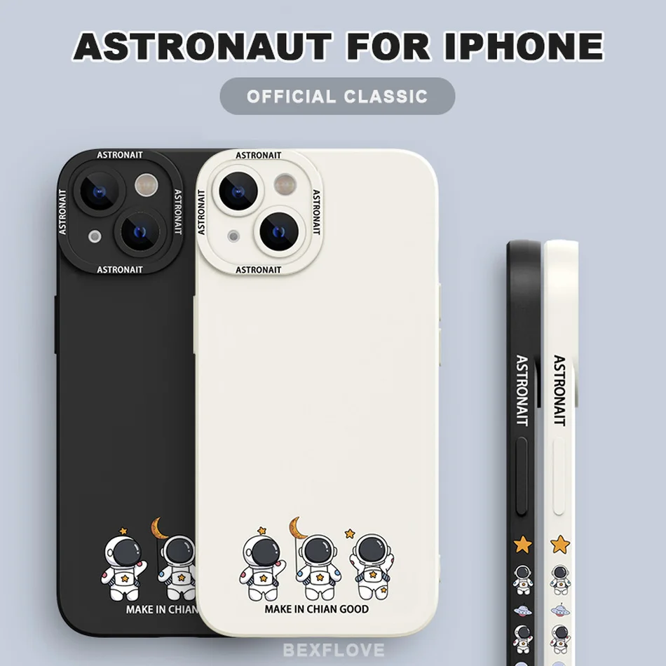 Чехол с мультяшным космосом астронавтом для iPhone 11 13 12 Pro Max Mini XS XR X 6 8 7 Plus мягкий