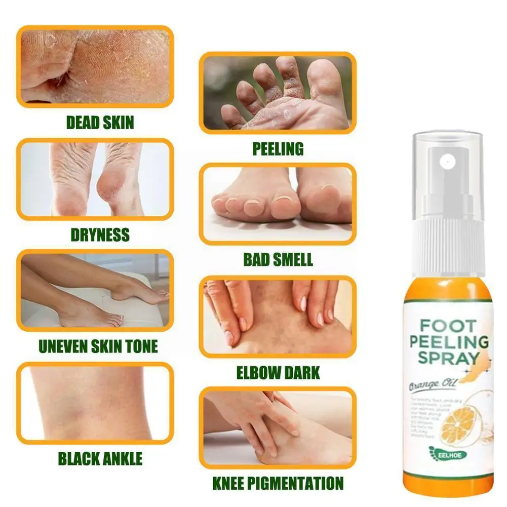 

100ML Foot Exfoliating Spray To Remove Dead Skin On And Care Crusty Feet Foot And Calluses Elbows Remove Knees O4C7