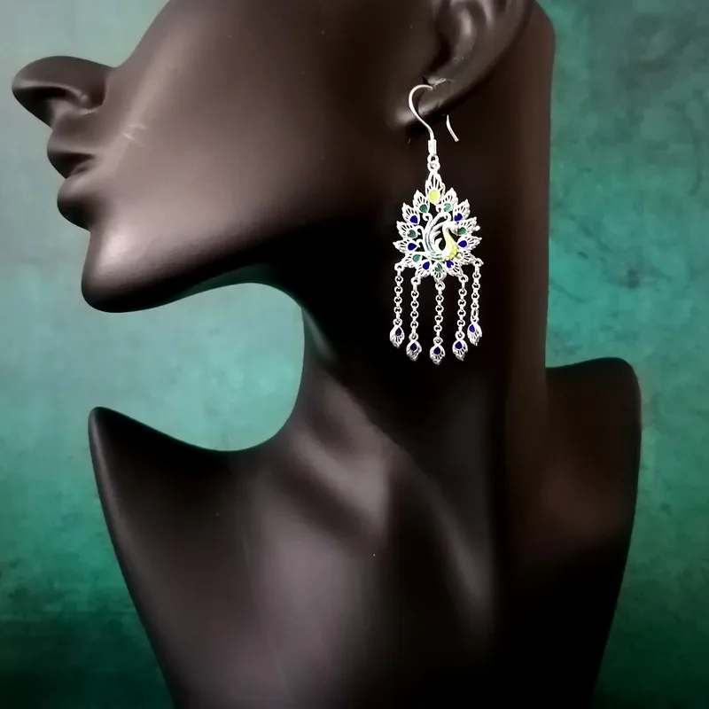 Женские серьги из серебра 999 пробы с эмалью | Украшения и аксессуары