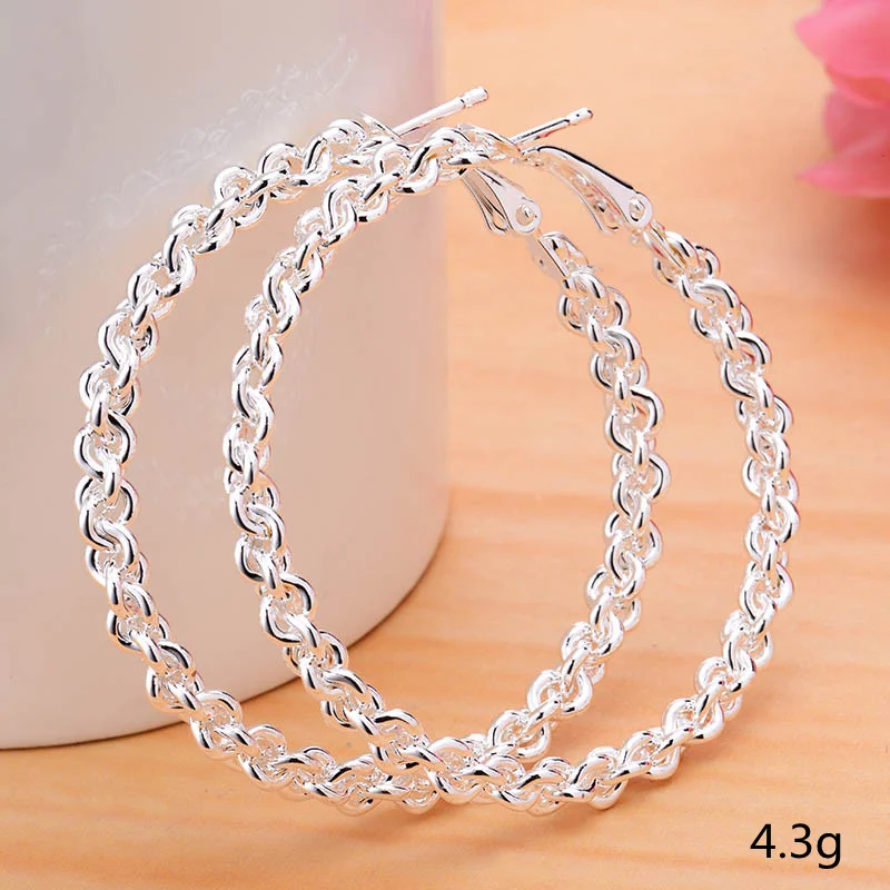 

BAOSHINA Twisted Chain Hoop Earrings For Women Exquisite Engagement Wedding Brand Jewelry Trendy Accessories